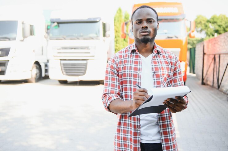 truck-driver-checking-shipment-list-while-standing-parking-lot-distribution-warehouse_255667-60840